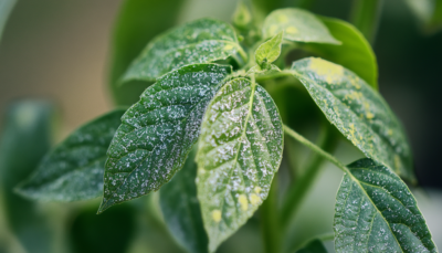 witte stipjes op plant